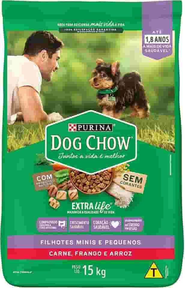 Purina Ração Dog Chow Para Cães Filhotes De Raças Pequenas Sabor carne, frango, fruta e leite - 15Kg Para Todas Pequeno Filhotes - Sem Corante (Embalagem pode variar)
