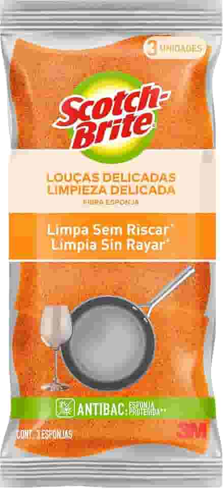 Scotch-Brite, 3M, Esponja para Louças Delicadas, 03 Unidades - Laranja