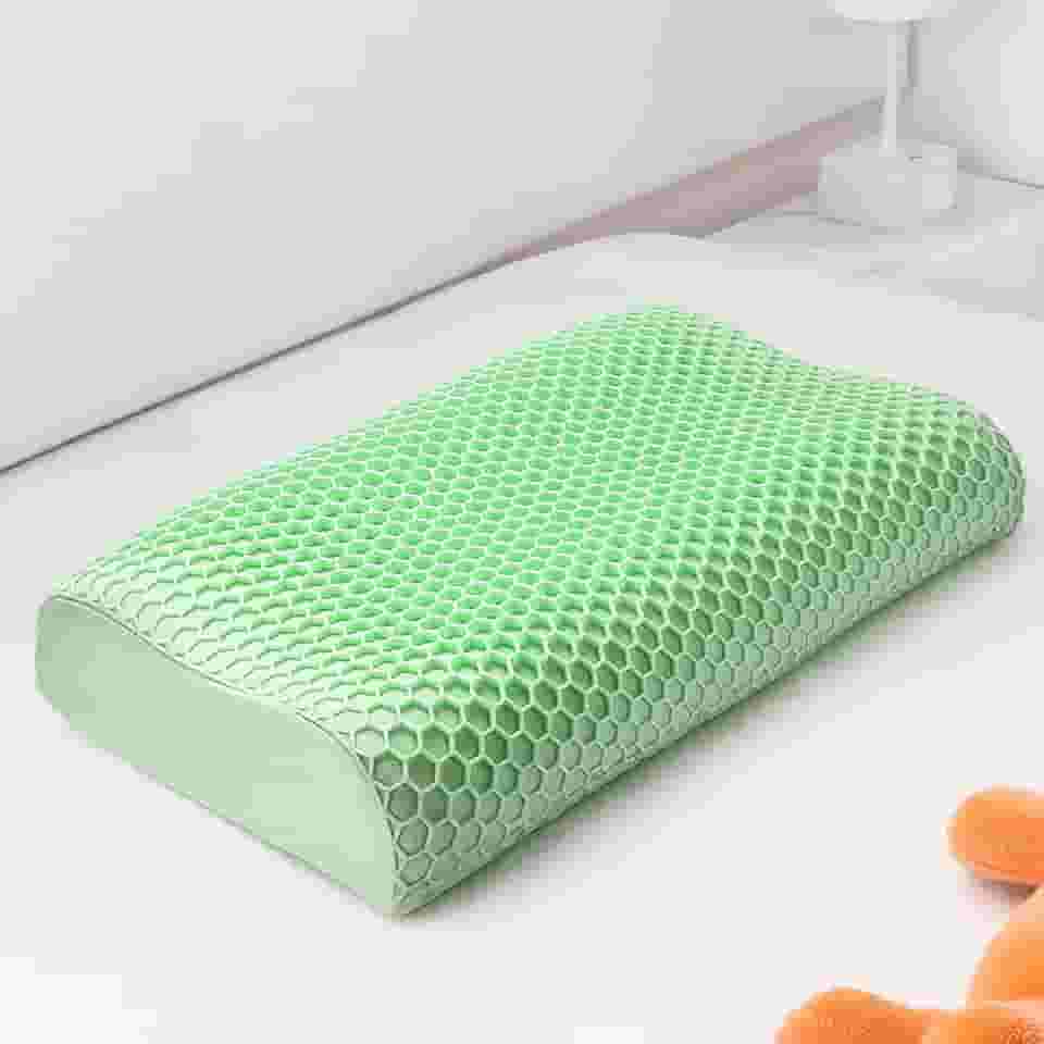 Momo Lifestyle Travesseiro Cervical com Espuma de Memória NASA e Fronha de TPE Nuvana, Respirável, Ergonômico para Alívio de Dores na Coluna e no Pescoço (35 x 60 cm, Aquamarine) (1)