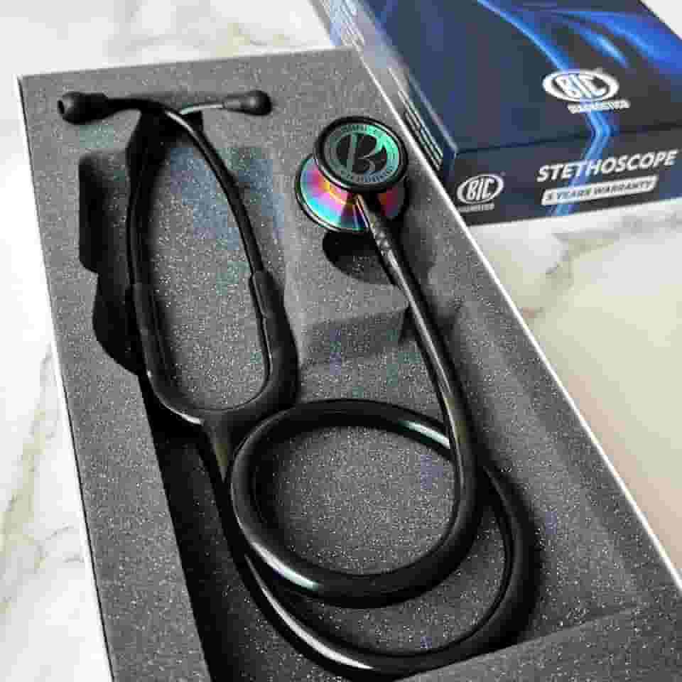 Estetoscópio Bic Eternity III Preto Arco-Íris ES1504 - Excelente Ausculta - Garantia de 5 anos