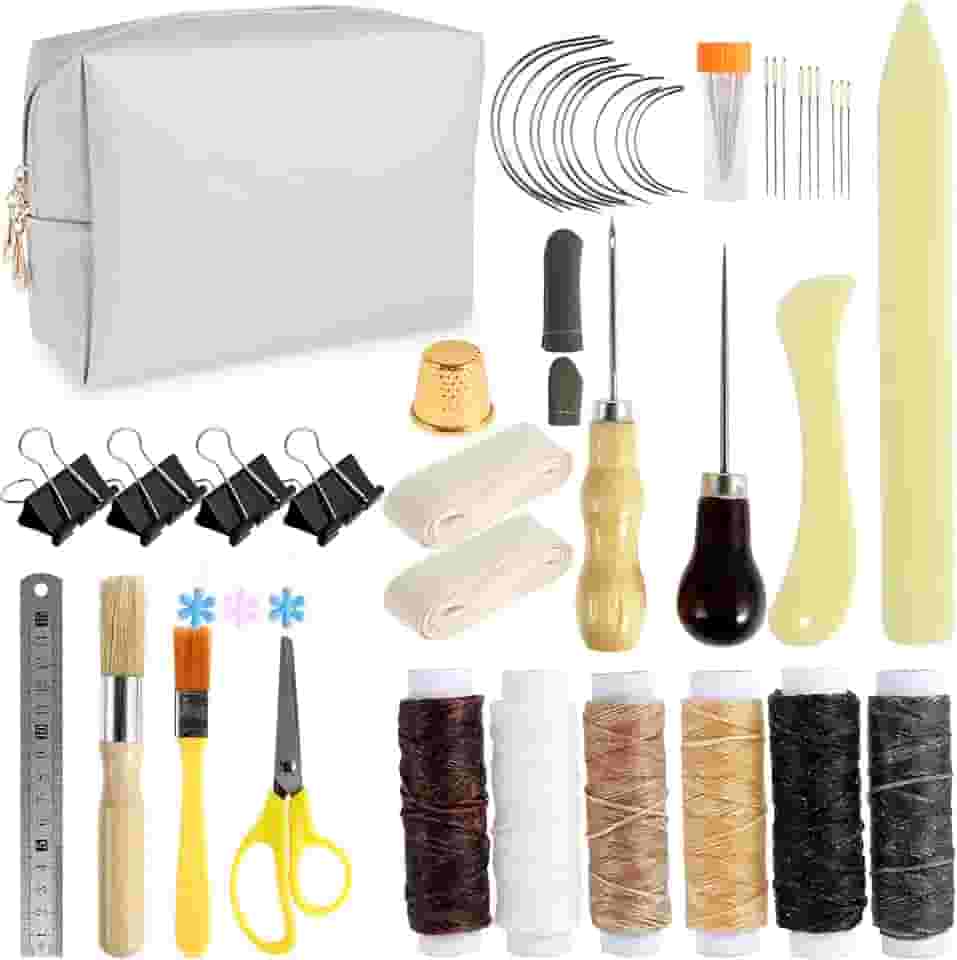 Kit de encadernação com 49 peças, ferramentas de encadernação manual para iniciantes, conjunto de ferramentas para encadernação de livros manuais, suprimentos para encadernação com agulhas de olho