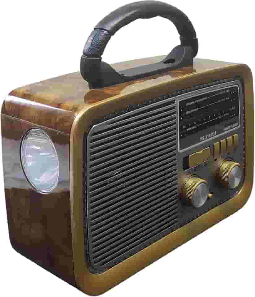 Rádio Retrô Portátil Mp3 Usb Cartão Sd Am Fm C/bluetooth (Marrom Amarelado)