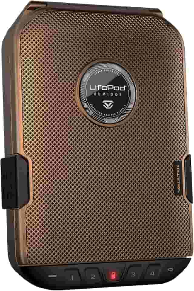 VAULTEK Caixa De Bloqueio Para Charutos Lifepod Humidor Estojo De Viagem À Prova D'Água Caixa De Bloqueio Eletrônico Robusto Estojo Portátil Para Charutos De Viagem Com Teclado Retroiluminado (Lifepod