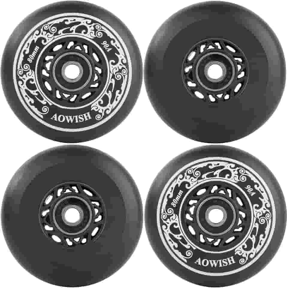 Rodas de skate em linha, fórmula asfalto para uso externo, lâminas agressivas, rodas de substituição de hóquei de 90a com rolamentos ABEC-9 e espaçadores flutuantes, pacote com 4