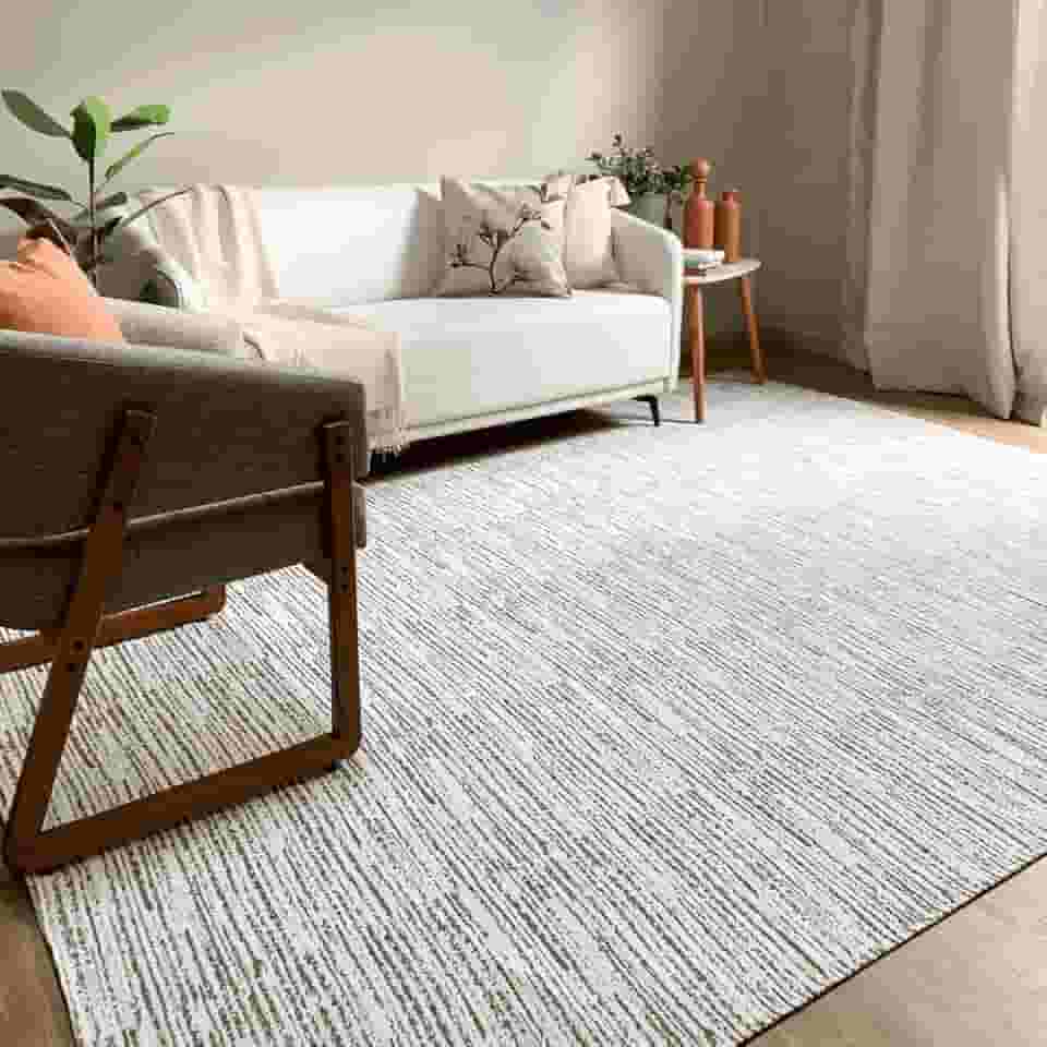 Tapete Sala Quarto Grande Mesclado 3,00 x 2,50m Antiderrapante Lavável Cru Caramelo Artesanal de Tear Rústico Natural Minimalista Decorativo Elegante