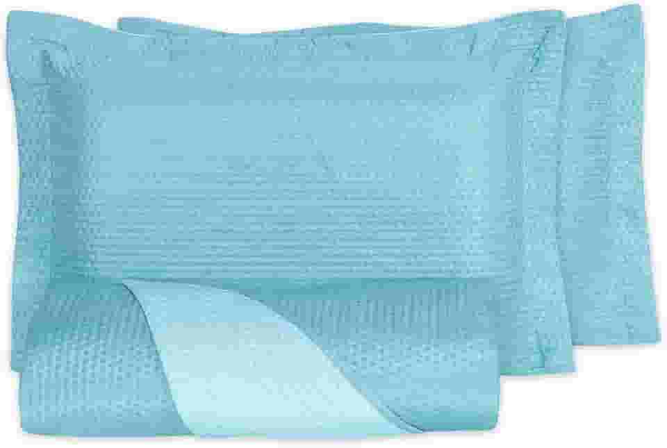 Kit Colcha Queen Cobre Leito 3 Peças Dupla Face Porta Travesseiro Aba Americana, Leve, Respirável, Macio (Verde Água, Queen)