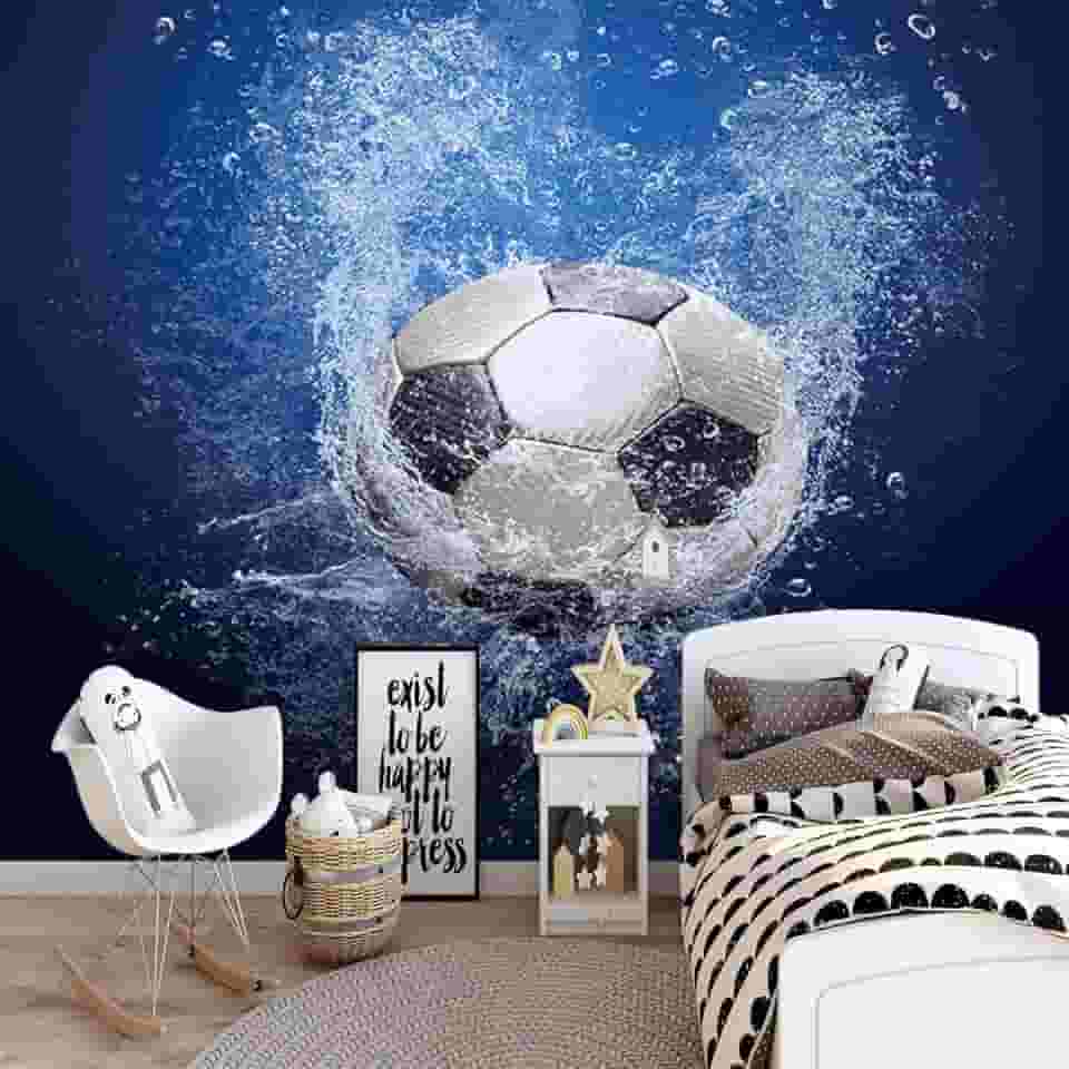 Papel de parede 3D papel de parede futebol foto fundo de TV mural de parede (188 x 139 cm, tecido de seda 3D)