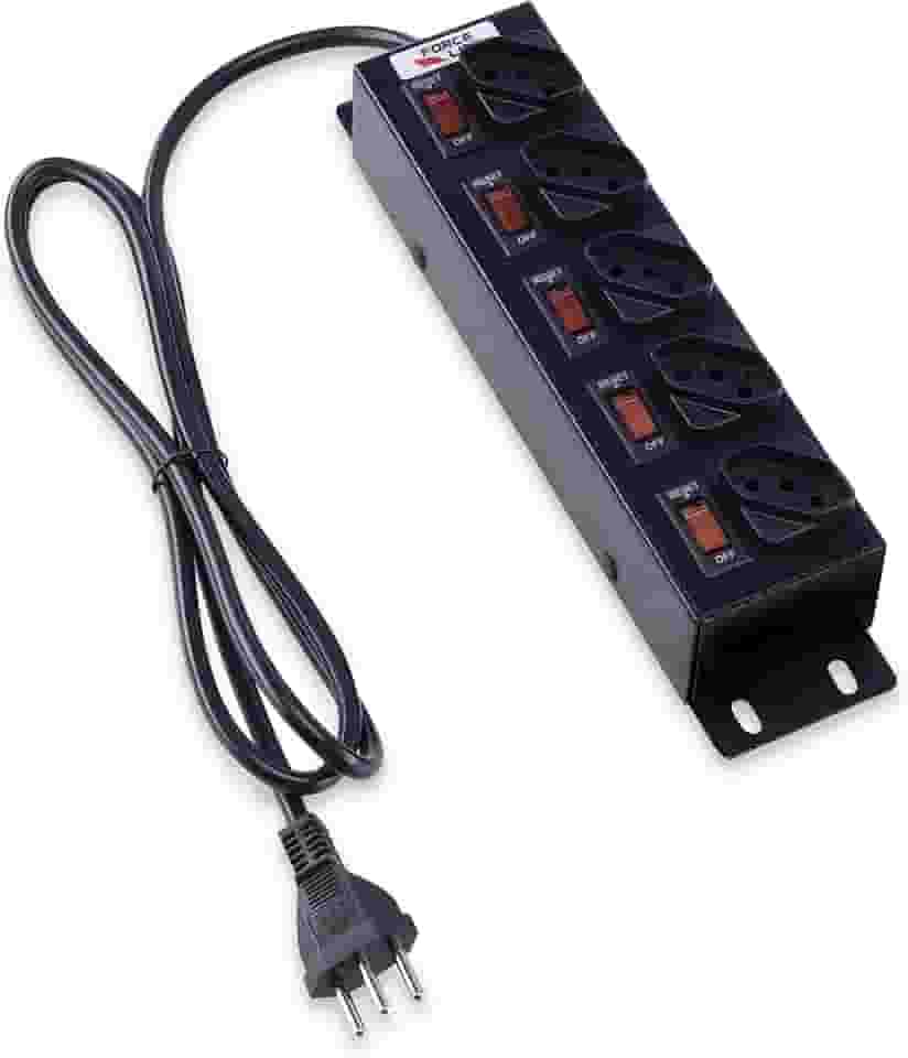 Filtro de Linha com Disjuntores Rearmáveis Individuais 5 T, Force Line, Acessórios para Computador, Preto