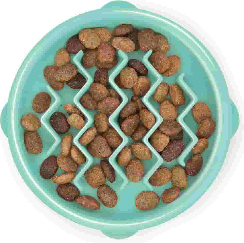 Tigela Outward Hound Fun Feeder, para alimentação lenta, pequeno, Mint