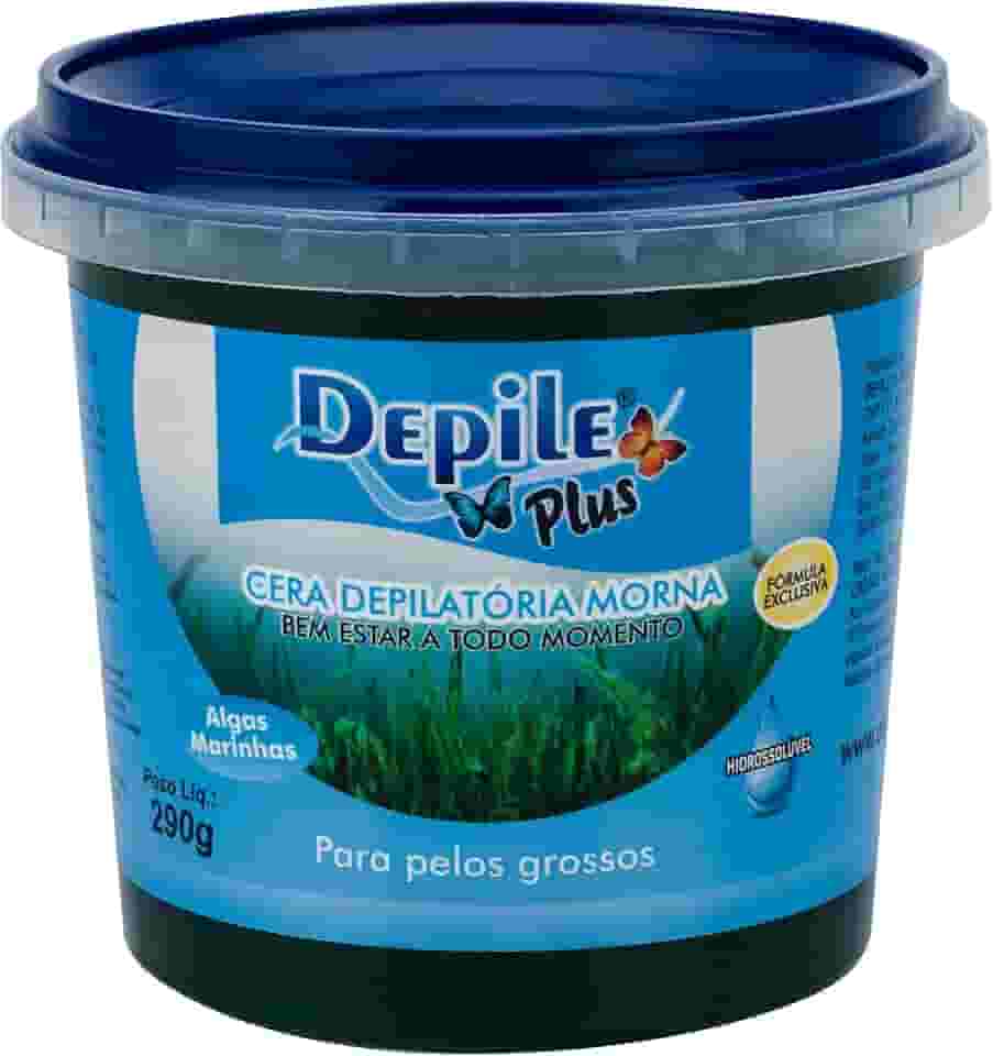 Depile Plus Cera Depilatória Morna para Pelos Grossos, Algas Marinhas, 290g