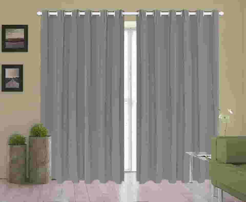 Cortina Corta Luz 2,50m X 2,20m 100% Blackout PVC Cinza Para Sala Ou Quarto Para Varão Simples
