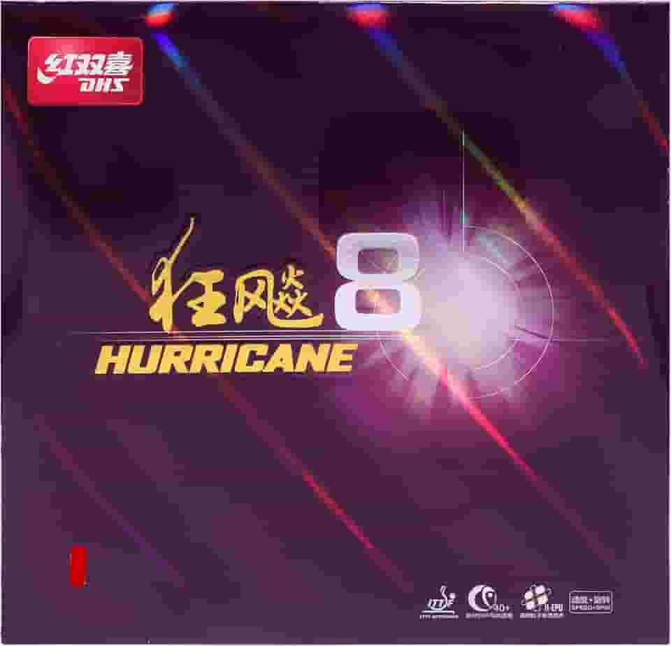 BestParts Esponja de borracha DHS Hurricane 8 tênis de mesa para pingue-pongue, dureza 49 graus/espessura 2,2 mm, vermelho ou preto