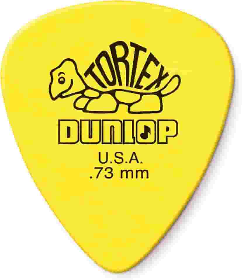 Palheta de guitarra amarela Dunlop Tortex Standard .73 mm, pacote com 12