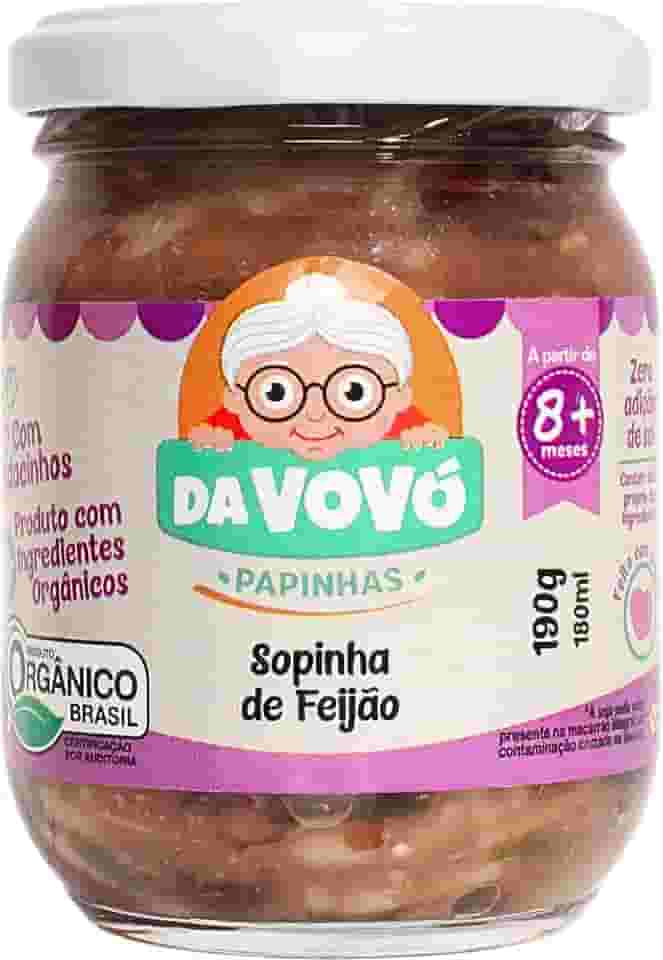 Da Vovó, Papinha Infantil, Linha + 8, Orgânica, Sabor Sopinha de Feijão, 100ml