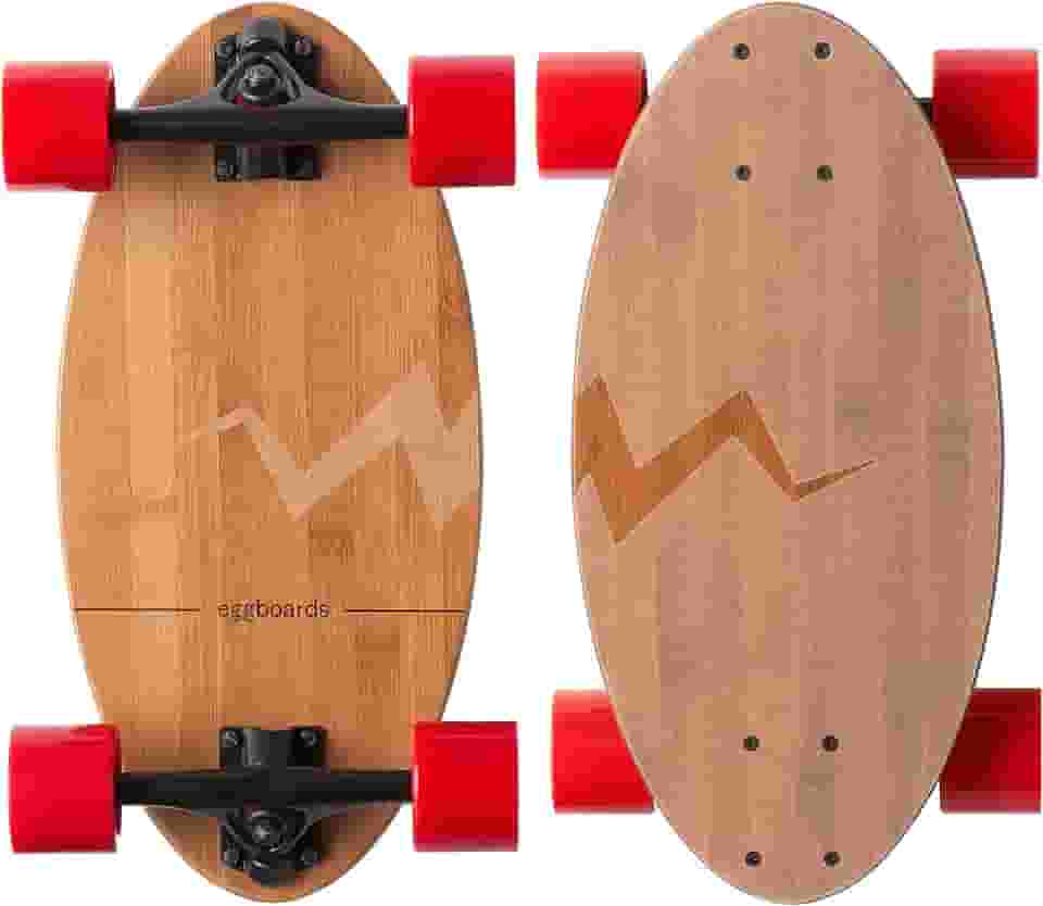Eggboards Mini Longboard The Original - Skate Cruiser de madeira de bambu para adultos e crianças. Fácil de transportar, suave para andar
