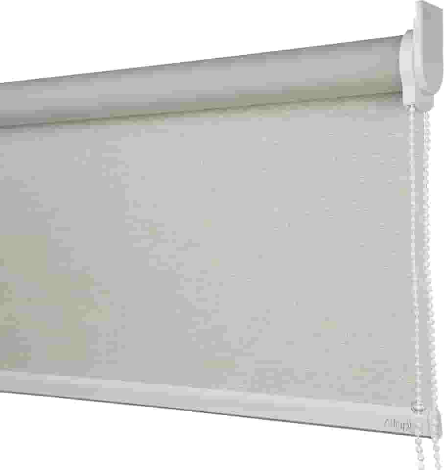 Cortina Persiana Rolo Blackout Linho Natural SOB MEDIDA comando lado DIREITO (SEM BANDÔ) (Linho Natural - Acabamento Branco, 1,80 (lar) x 1,50 (alt))