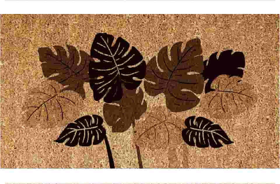 CAPACHO FIBRA DE COCO RT 60X33CM FOLHAGEM MARROM