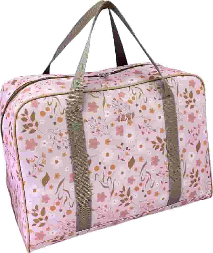 Bolsa de Viagem com Estampa Floral, Rosa e Bege, BV6459