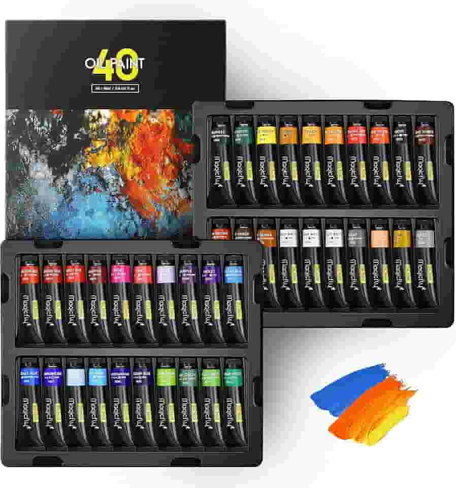 Tinta a óleo, 40 peças (18 ml/17.0 g) com caixa de armazenamento, pigmentos ricos, tintas vibrantes, não tóxicas para artistas profissionais, pintores de hobby e crianças, ideal para pintura em tela