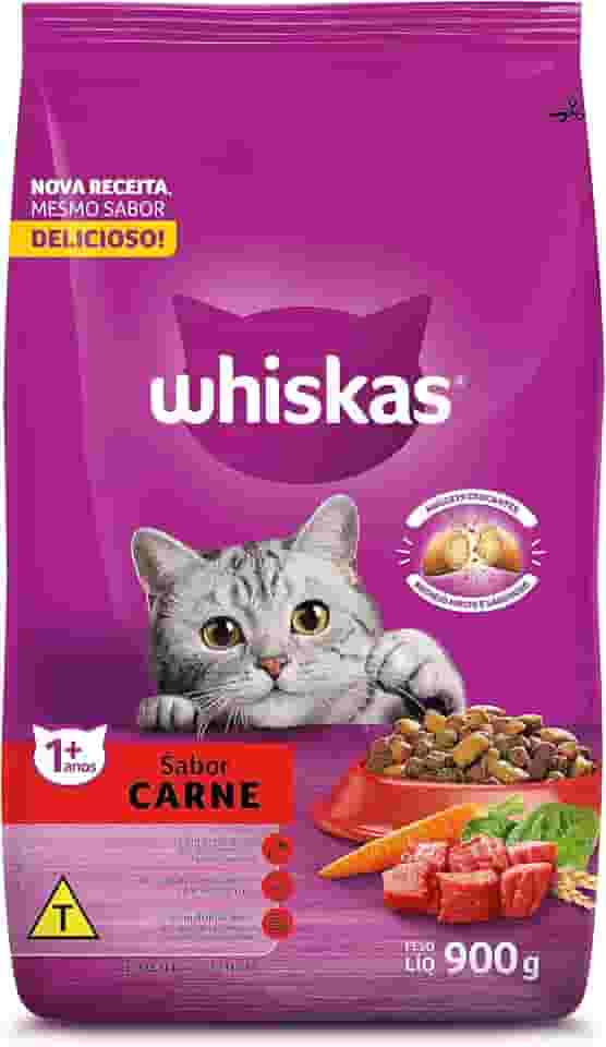 WHISKAS Ração Carne Gatos Adultos 900 g