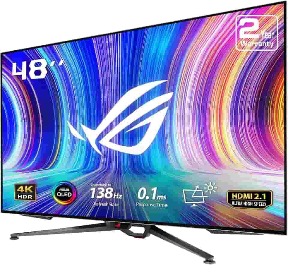 ASUS ROG Swift 48 polegadas 4K OLED monitor para jogos (PG48UQ) - UHD (3840 x 2160), 138Hz, 0,1ms, HDMI 2.1, True 10 bit, DCI-P3 98%, G-SYNC compatível, DisplayPort, USB, console pronto, controle