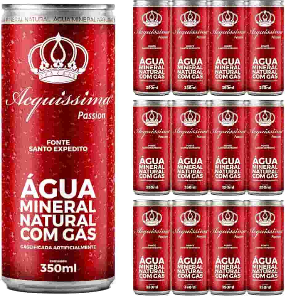 Kit 12 Água Mineral Natural Acquissima Passion 350 ml Lata, Fonte Santo Expedito
