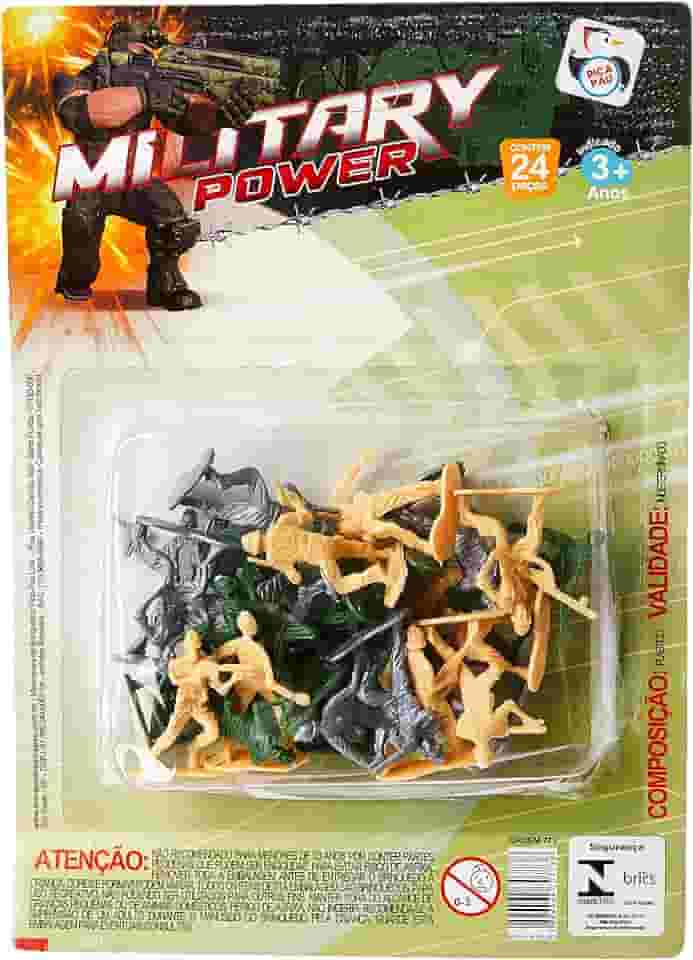 Military Power, Kit com 24 Soldados Militares, Pica Pau Brinquedos, Multicor