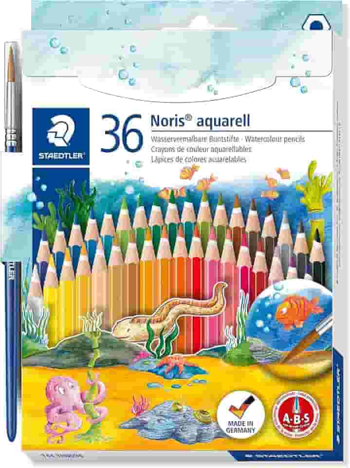 Lápis de Cor Aquarelável, Staedtler, Noris, 36 Cores + 1 Pincel