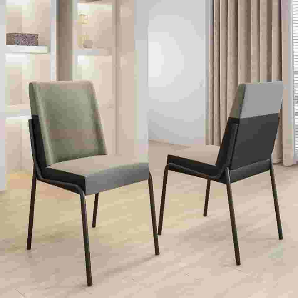 Conjunto 2 Cadeiras de Jantar Hug 1749 Carraro Grafite Preto