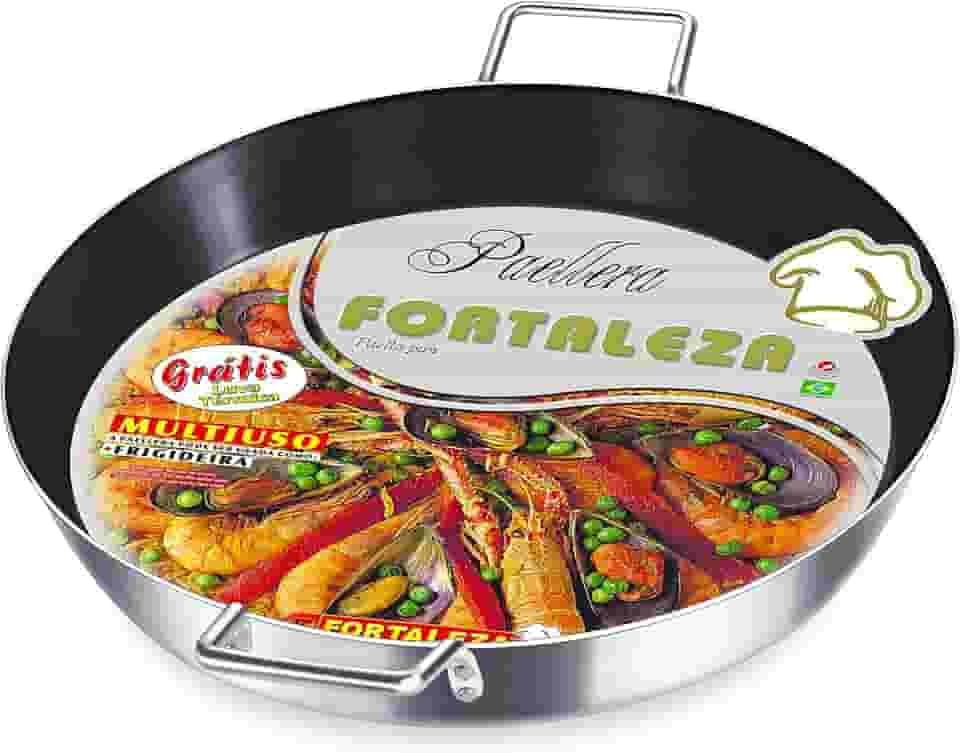 Paellera 45 cm Alumínio Fortaleza Preto Interno/Fosco Externo