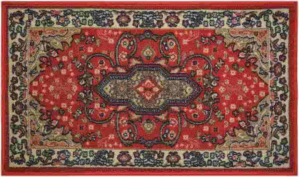 Tapete de corrida e área com design tradicional persa oriental da Mahal Allover, cor vermelha, estampado, antiderrapante, borracha traseira Moderno 18" x 30" Mat Persian Isfahan Red