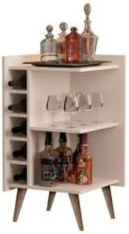 Aparador Canto Sala De Estar com Adega Bar Retrô Prateleira Organizadora para Hall De Entrada, Ideal para Famílias e Amantes de Decoração(Off White)