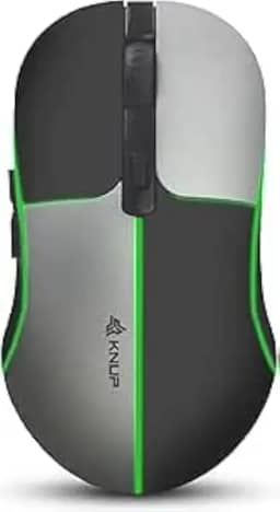 Mouse Gamer Anúbis, Sem Fio, 1600 DPI, 6 Botões, Bluetooth e Wireless, LED RGB, Recarregável, Preto/Cinza