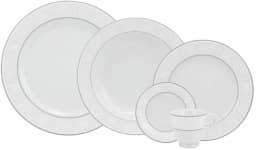 Serviço de Jantar e Café 20 Peças em Porcelana, Modelo Itamaraty, Redondo, Decoração Martha, Porcelana Schmidt