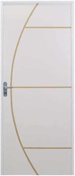 Kit Porta de Madeira Decorada 212x85cm com Batente de Aluminio 3,6cm Gáucha Mgm Branco