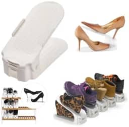 Kit 20 Organizadores de sapatos, saltos e tênis com regulagem de altura - Branco