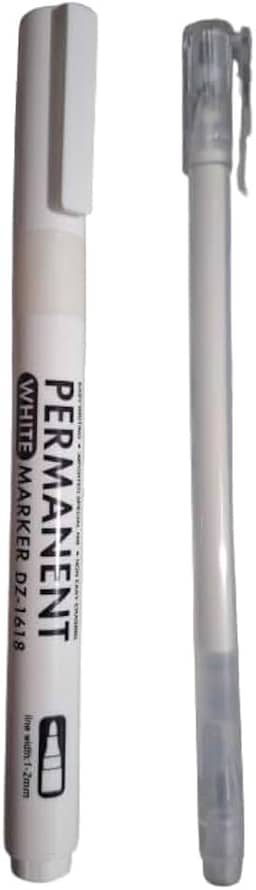 Kit 2 Canetas Brancas com Ponta Grossa 2mm e Fina 0.6mm - Marcador Permanente e Caneta Gel para Desenho, Lettering, Papel Preto e Artesanato