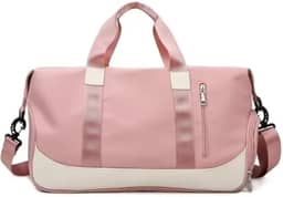 Bolsa Esportiva Unissex para Academia e Viagem, Material Emborrachado, Resistente à Água, 2 Compartimentos (ROSA)