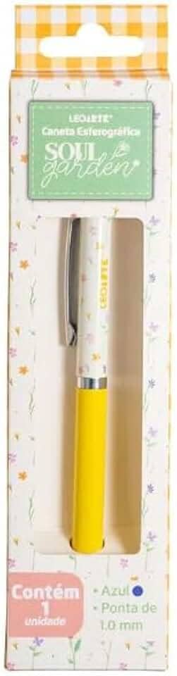 Caneta Luxo Presenteável Linha Soul Garden Xadrez com Estampas Floridas - Caixa Presenteável com 1 Unidade Tinta Azul - Leo Arte