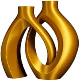 Vaso Moderno Decorativo em PLA, Design Entrelaçado, 19x10x19 cm, Múltiplas Cores, Estilo Contemporâneo, para Sala, Escritório e Decoração (Dourado)