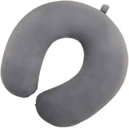 Travesseiro Almofada Para Viagem Pescoço Peluciada Premium com Enchimento de Fibra de Silicone Super Macia e Confortável (Cinza)