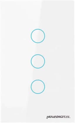 Interruptor Inteligente ZigBee 3 Botões Touch NovaDigital Branco Compatível Alexa Tuya Smart Life