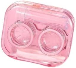 Pacote com 2 lindos conjuntos de estojo de lentes de contato, essenciais de viagem transparentes com kit de ferramentas removedoras e frasco de solução, caixa de armazenamento de lentes de contato