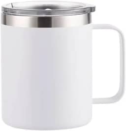 É PERFEITA- Caneca Térmica c/Alça 360ml e Tampa Acrilica Antivazamento –Isolamento Parede Dupla, Bebidas Quentes Frias por Horas, Design Portátil, Acabamento Fosco (Branco Alpino, 360ml)