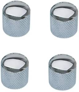 Botões de Metal Cromado para Guitarra e Baixo, Conjunto com 4 Peças, Prata