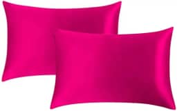 Kit 2 fronhas de cetim seda cabelo cacheado anti frizz rosa pink