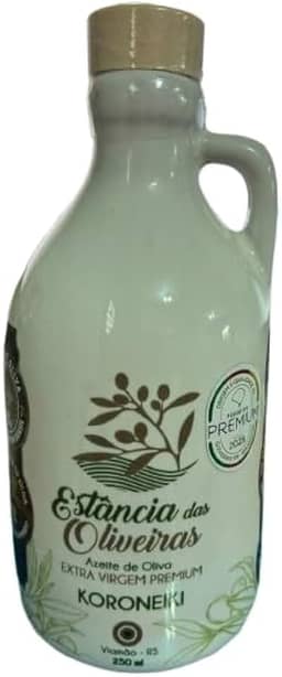 Estância das Oliveiras Azeite de Oliva Extra Virgem Premium Koroneiki, 250ml, Garrafa Cerâmica, Origem Brasil, Monovarietal, Premiado Internacionalmente
