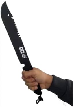 Machado Tático Militar em Aço Inoxidável com Bainha, 31cm, Cabo Emborrachado Antideslizante, Preto, para Camping, Pesca, Trilha, Sobrevivência