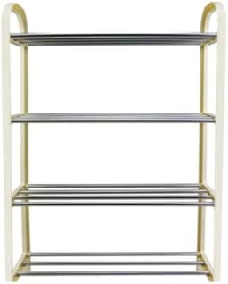 Sapateira Plástico com Metal 4 Divisórias Desmontável (Branco)