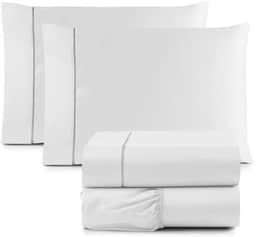 Jogo Cama King Size Toque Macio 4 Peças Percal 600 Fios Branco